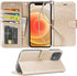 Arae Compatible with iPhone 12 Case and iPhone 12 Pro Case Wallet Flip Cover with Card Holder and Wrist Strap - Champagne Gold...