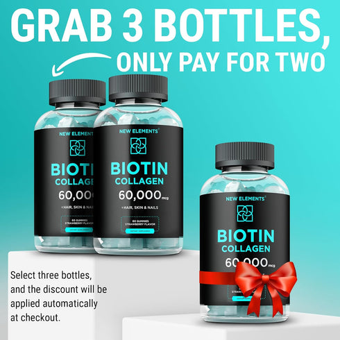 Biotin & Collagen Peptides Gummies - 50,000mcg Collagen + 10,000mcg Biotin | Hair, Skin & Nails Support for Men & Women | Hair Growth, Glowing Ski...