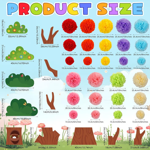 Classroom Tree Bulletin Board Set 3D Tree Classroom Decoration with Paper Pom Poms Classroom Tree Wall Decoration for Preschool Kindergarten Prima...