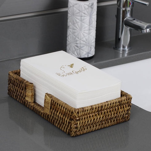 Guest Hand Towels - Disposable Hand Towels with Decorative Be Our Guest Housewarming Message for Bathroom - White Airlaid Paper Hand Towels Singul...