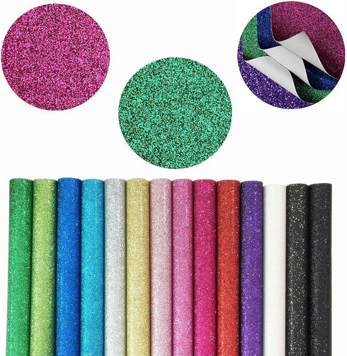 14pcs Shiny Superfine Faux Lather Sheets, PU Glitter Leather Fabric Sheet for DIY Earrings Crafts Hair Bows Christmas Decoration and Jewelry Makin...