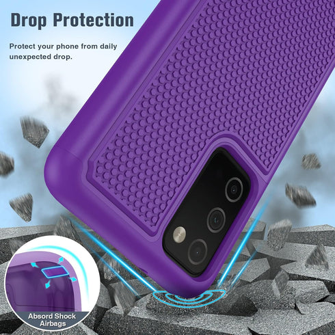 BNIUT for Samsung Galaxy A03s Case Shockproof: Dual Layer Protective Heavy Duty Cell Phone Cover Rugged with Non Slip Textured Back - Military Pro...