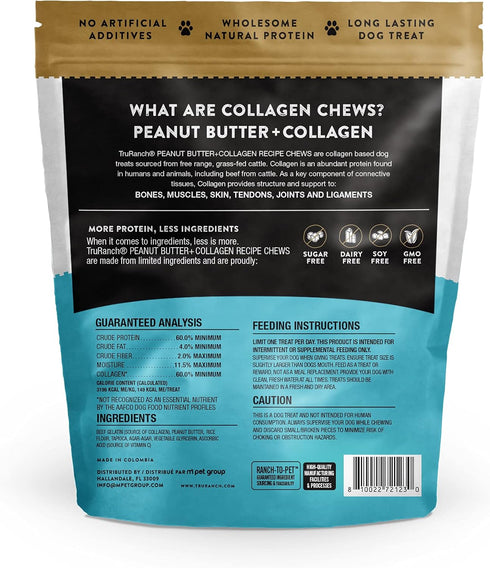 Collagen Chips Peanut Butter, Healthy Joint Support Dog Treat, Rawhide Alternative, Skin & Coat Health, Made with Real Peanut Butter, 1 Bag, 8.2 o...