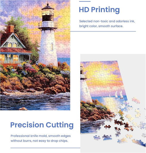 500 Piece Puzzle for Adults-Lighthouse | Recycled Cardboar Jigsaw Puzzles 500 Pieces | Challenging Family Activity Great Gift Idea for Family Frie...