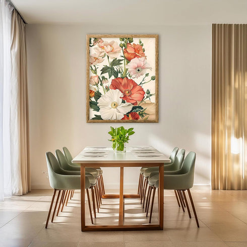 Posterizer 1 pcs-chic poster with white and orange flowers-Floral & Botanical Art-Abstract & Modern Art-Decor for Home & Office- UNFRAMED Wall Art...