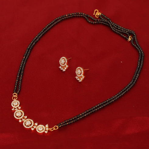 By Touchstone Traditional Indian Bollywood Studded Diamond Look Cubic Zirconia CZs Black Beads Symbolic Designer Jewelry Mangalsutra Pendant Set I...