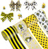 Bee Ribbon Wired Edge Ribbon Bumble Bee Polka Dot Yellow Wreath Ribbon 4 Rolls 26 Yards Honey Bee Ribbon for Bow Wrapping Making Crafts Easter Dec...