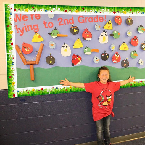 Spring Easter Bulletin Board Border, 2 Rolls Spring Green Grass Easter Egg Bunny Bulletin Board Border Trim for Spring Easter School Classroom Hol...