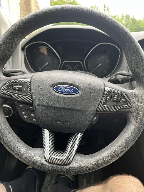 3PCS Carbon Fiber Folor Steering Wheel Cover for Ford Focus Escape EcoSport Kuga Not for RS ST...