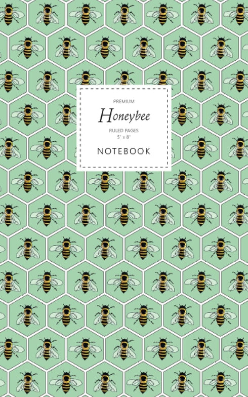 Honeybee Notebook - Ruled Pages - 5x8 - Premium: (Green Edition) Fun bee notebook 96 ruled/lined pages (5x8 inches / 12.7x20.3cm / Junior Legal Pa...
