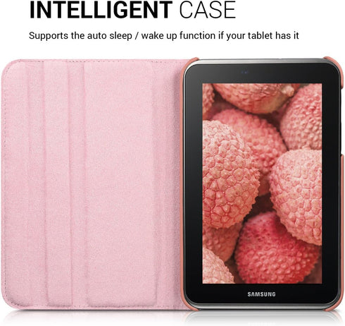 kwmobile Rotating Case Compatible with Samsung Galaxy Tab 2 7.0 P3110 / P3100 - Case PU Leather Tablet Cover with Stand - Rose Gold...