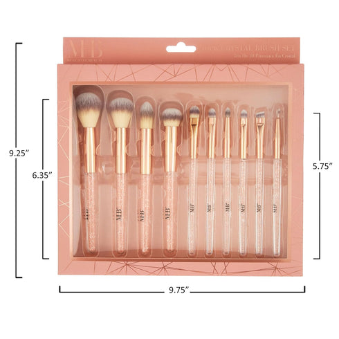Expressions 10pc Pro Makeup Brush Set w/Sparkling Gemstones in Rose Gold - 10 Quality Soft Bristle Makeup Brushes For Everyday Use - Professional ...