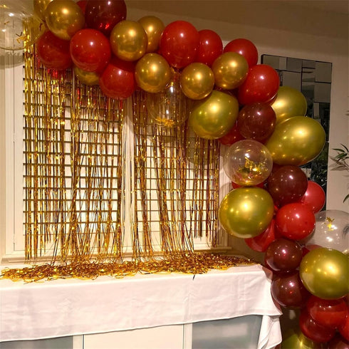 60 Pieces Balloons Red and Gold, 12 Inch Ruby Red Metallic Chrome Gold Pearl Gold Confetti Latex Balloons, Retro Red Gold Party Balloons for Weddi...