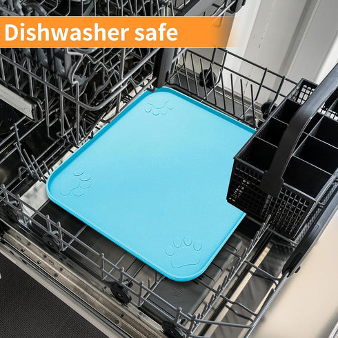 Ptlom 2 Pack Dog Food Mat Non-Slip Dog Bowl Mats for Food and Water, High-Lips Pet Placemat Waterproof Dog Feeding Mat Prevent Messy Spills, Silic...
