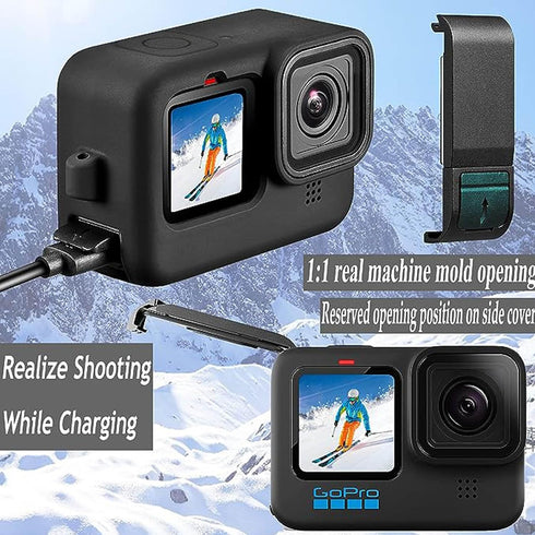 PCTC Hero 12 Silicone Sleeve Protective Case + 6 Pack Tempered Glass Screen Protector for Hero 12/11/10/9, Accessories Kit for GoPro Hero 12/11/10...