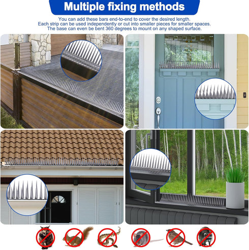Bird Spikes Stainless Steel Fence Spikes for Pigeons Raccoon Snakes Deterrent Spikes Defender for Outside (20in)...