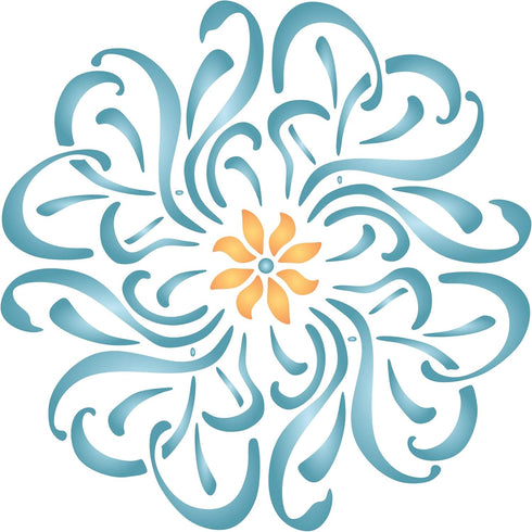 Flower Mandala Stencil, 14 x 14 inch (L) - Floral Flowers Flora Plants Wall Stencils for Painting Template...