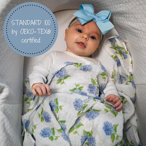 Swaddle Blanket | 100% Muslin Cotton | Newborn and Baby Nursery Essentials for Girls, Registry | Hydrangea Print...
