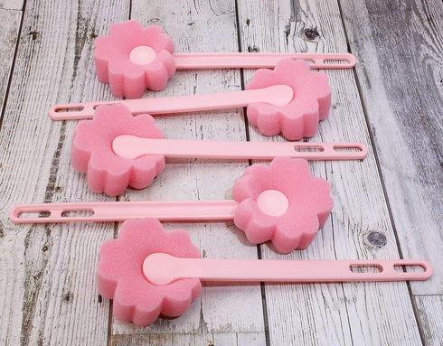 5Pcs Pink Sponge Bottle Brush 17cm Long Handle Flower Shaped Cleaning Brushes for Reusable Water Bottles Containers Glasses...