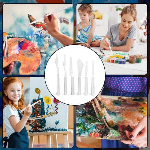 6Pcs Plastic Spatula Palette Knives, Palette Knife Set Thin and Flexible Art Knife Tools Pallet Knife for Acrylic Paint Painting Knife Mixing,Spre...