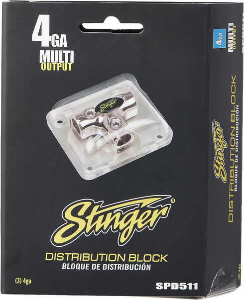 Stinger SPD511 PRO Series Power/Ground Distribution T-Block with Three 4 Gauge Inputs...