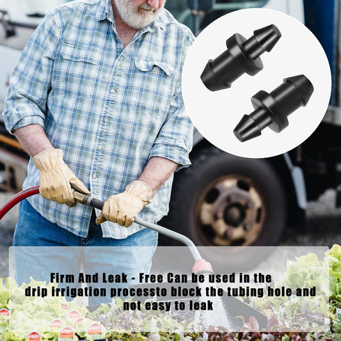 AIEX 100pcs Drip Irrigation Plugs, 1/4" Drip Tubing End Cap Irrigation Stopper Goof Hole Plugs Drip System Parts for Home Garden Lawn (Black)...