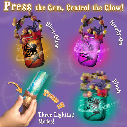 Klever Kits DIY Fairy Lantern Craft Kit - Birthday Gifts with Remote Control Fairy Potion Necklace, 2-in-1 Jar Night Light, Halloween Garden Creat...