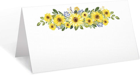 321Done Sunflower Place Cards, Made in USA - Blank Small 3.5x2 for Name Food Table Setting Dinner Party Seating Wedding Reception Buffet Tent Styl...