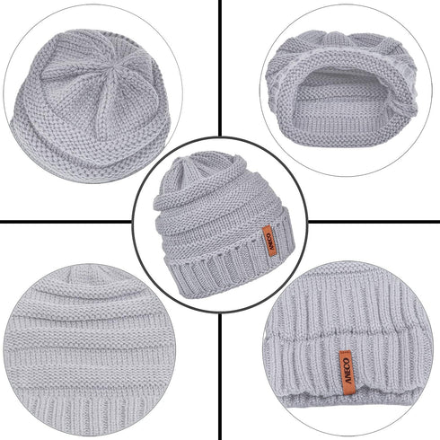 Aneco Winter Warm Knitted Sets Buffalo Plaid Scarf Beanie Hat Touch Screen Gloves and Winter Ear Warmer Set for Men or Women...