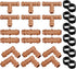 Drip Irrigation Fittings Kit for 1/2 inch Tube (0.600”ID), 24 Pieces Drip Irrigation Parts Set - 6 Tees, 6 Couplings, 6 Elbows, 6 End Caps, Drip L...