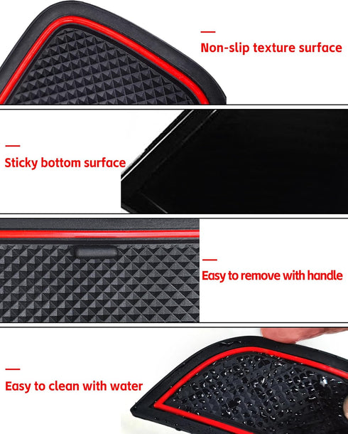 Anti Dust Mats for Toyota 86 Subaru BRZ Scion FR-S 2022 2023,Custom fit Cup Holder Liners Mats Door Pocket Center Console Liners (Red/6Pcs)...