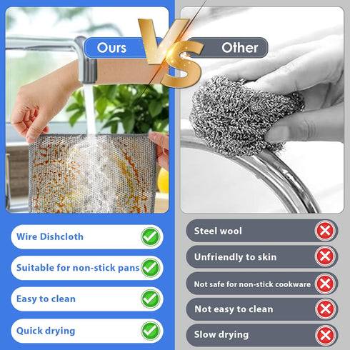 10Pcs Wire Dishwashing Cloths Non-Scratch Wire Dishwashing Rags for Wet and Dry, Lint Free Kitchen Cleaning Wire Dish Towels for Scrubbing and Cle...