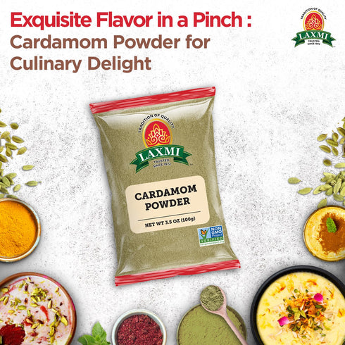 Laxmi Ground Cardamom Powder, Traditional Indian Cooking Spices - 3.5oz...