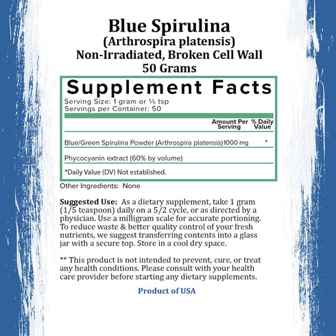 Blue Spirulina Powder Organic Blue Green Algae Powder for Supplements, Smoothies, & Baked Goods | Rich Source of Vegan Protein, Vitamins, & Phyton...