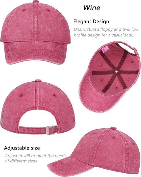 3 Pack Vintage Washed Cotton Adjustable Baseball Caps for Men Women Unstructured Low Profile Dad Hat...