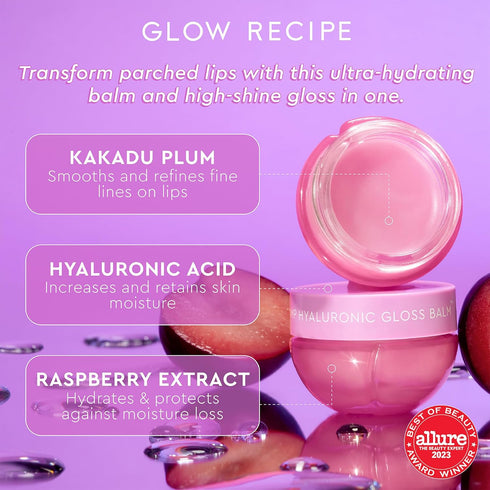 Glow Recipe Plum Plump Hyaluronic Acid Lip Balm - Overnight Lip Mask, Lip Treatment or Moisturizing High-Shine Lip Gloss - Plumping & Long-Lasting...