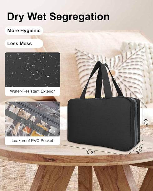 Travel Toiletry Bag with Hanging Hook, Travel Essentials Large Toiletry Bag, Portable 3 in 1 Toiletry Bags & Makeup Bag & Travel Organizer Bags fo...