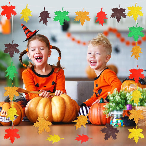 150PCS Fall Maple Leaves Cutouts with 210PCS Glue Points,Multicolor Glitter Paper Cardboard Maple Leaf Paper Cutting Autumn Maple Leaf Confetti fo...