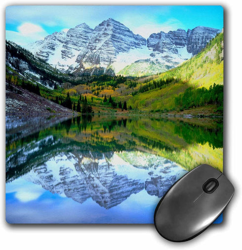USA, Colorado. Rocky Mountains, Maroon Bells reflect in Maroon Lake. - Mouse Pad, 8 by 8 inches (mp_207843_1)...