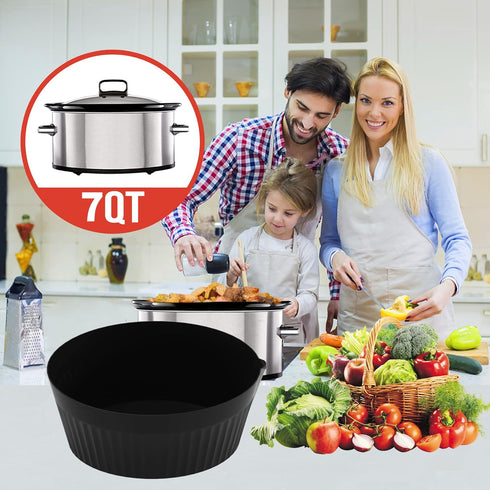 Slow Cooker Divider Silicone Liners, 7 Qt & Slow Cookers Compatible, Cook Two Dishes At Once - Easy Cleanup Dishwasher, Bpa Free 7 Quart Liners Bl...