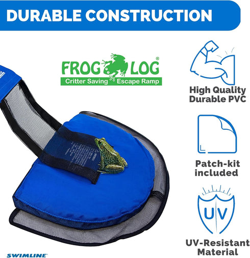 HYDROTOOLS BY SWIMLINE ORIGINAL 70200 FrogLog Animal Saving Escape Ramp For Pools & Spas | For All Small Animals Entering The Pool | Heavy Duty Ma...