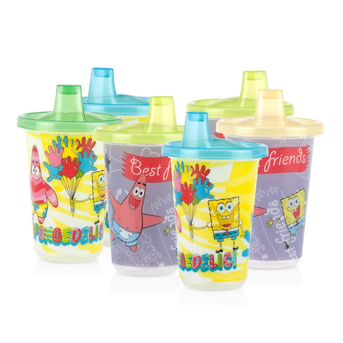 Nuby 6 Pack Wash or Toss Reusable Cups & Lids with Spout, Nickelodeon SpongeBob SquarePants, 10 oz....