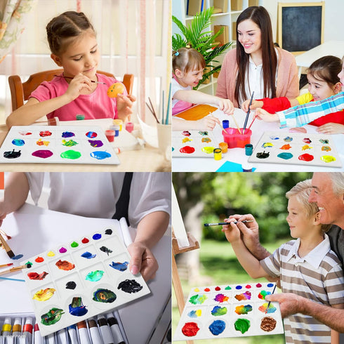 20 Well Watercolor Paint Tray Palette Pallet Acrylic Painting Mixing Plastic Artist Large Square Palette, 13 x 10 Inches, White, 1PCS...