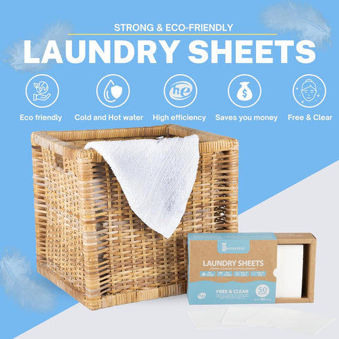 Free And Clear Eco Friendly Unscented Laundry Detergent Sheets, Up To 100 Loads, Powerful Against Stains...
