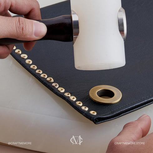 CRAFTMEMORE Metal Push Snap Together Grommet Flat Surface Snap Rings Eyelet O-Rings Purse Loop Easy Installation Pack of 4 (17mm (11/16"), Brushed...