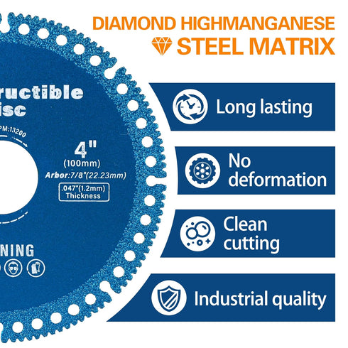 Indestructible Disc for Angle Grinder 4 Inch with 7/8'' Arbor Hole, Cut Off Wheel for Ceramic/Tile/Metal/Wood/Stone 3pcs...