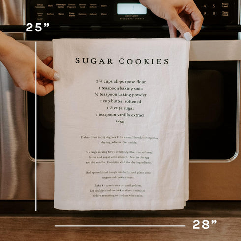 Sweet Water Decor Gingerbread Tea Towel | 100% Cotton | Large Size 28 x 25 inches | Cream with Gingerbread Cookie Recipe | Bathroom, Kitchen, Dish...