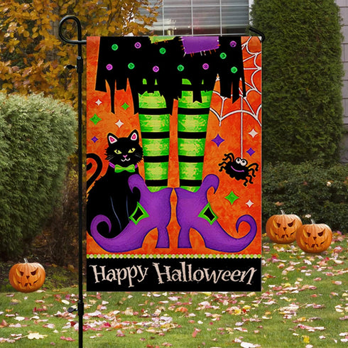 Halloween Garden Flag 12×18 Inch Rustic Black Farmhouse Decor for Seasonal Holiday Yard (Halloween Flag 12"X18" C)...