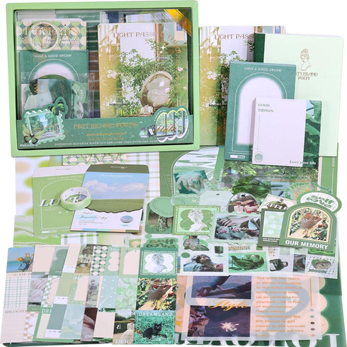 emmoolife Scrapbooking Supplies Kit, Vintage Aesthetic Scrapbook Kit for Bullet Junk Journal, Stationery, A6 Grid Notebook, DIY Journaling Supplie...