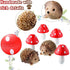 Queekay Resin Hedgehogs & Wood Mushroom Sculpture, Fairy Wild Garden Supplies, 6 Pieces, Red, Handmade Decor...